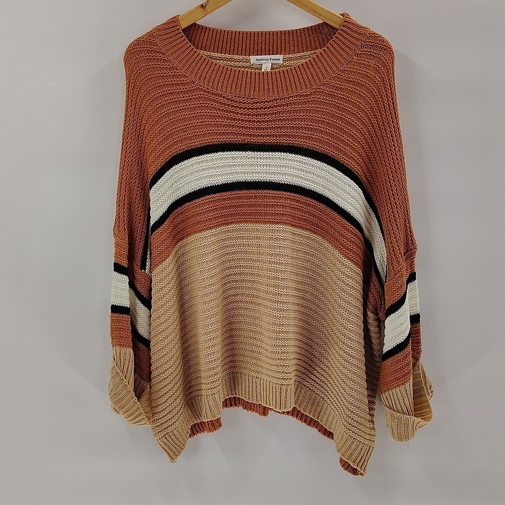 NEWBURY KUSTOM Knit Striped Color Block Sweater Size Small Oversized
